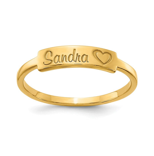 10K Yellow Gold Personalized Name Bar Ring