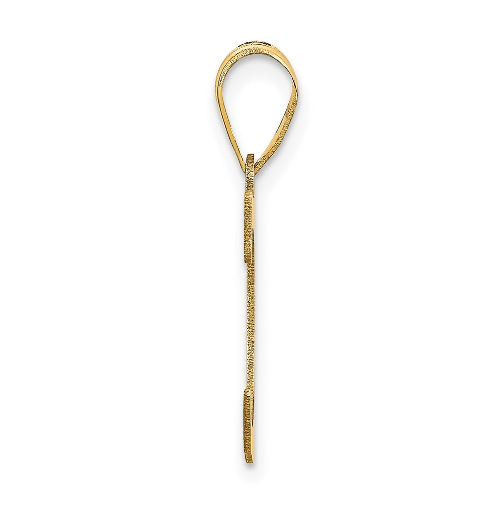 10K Yellow Gold Polished Etched Letter Initial Pendant