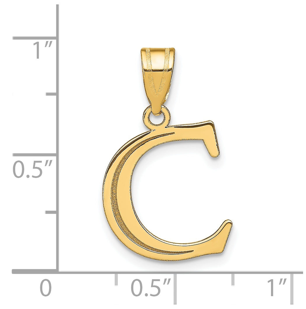 10K Yellow Gold Polished Etched Letter Initial Pendant