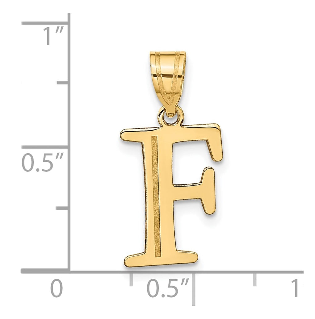 10K Yellow Gold Polished Etched Letter Initial Pendant
