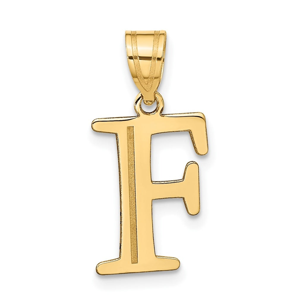 10K Yellow Gold Polished Etched Letter Initial Pendant
