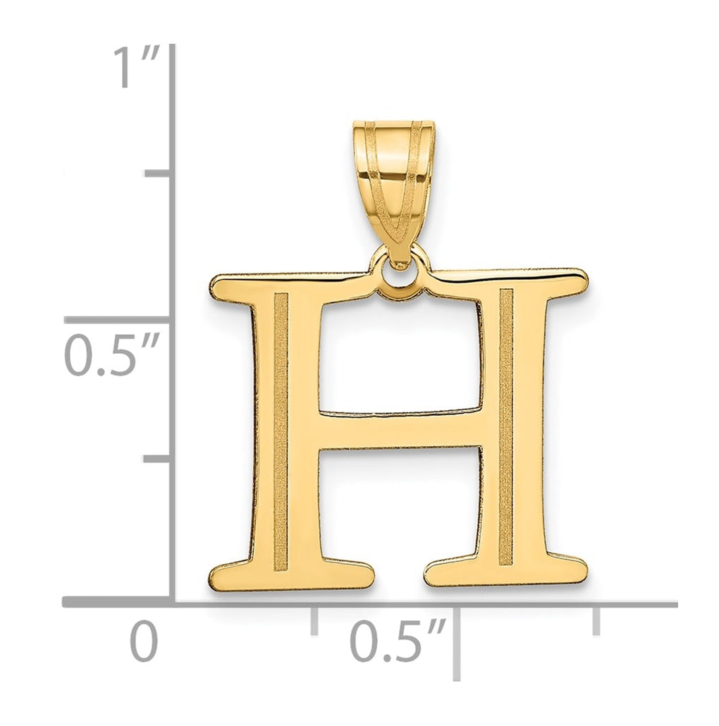 10K Yellow Gold Polished Etched Letter Initial Pendant