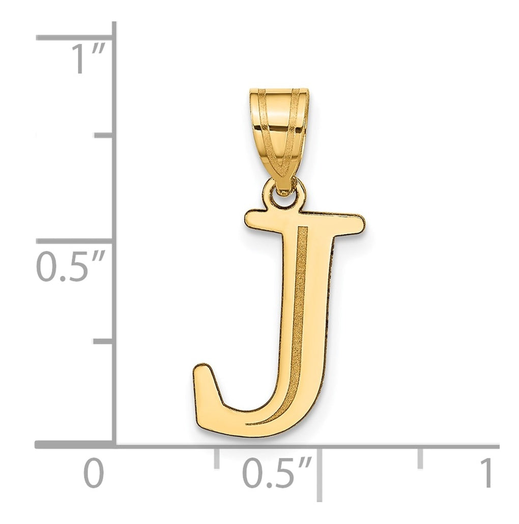 10K Yellow Gold Polished Etched Letter Initial Pendant