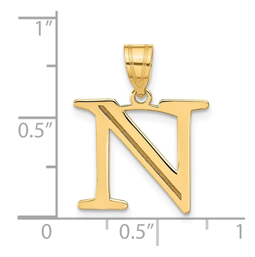 10K Yellow Gold Polished Etched Letter Initial Pendant