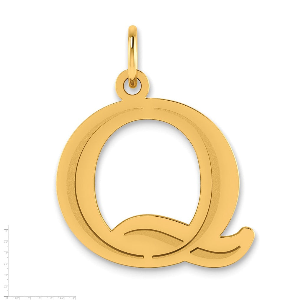 10K Yellow Gold Polished Etched Letter Initial Pendant