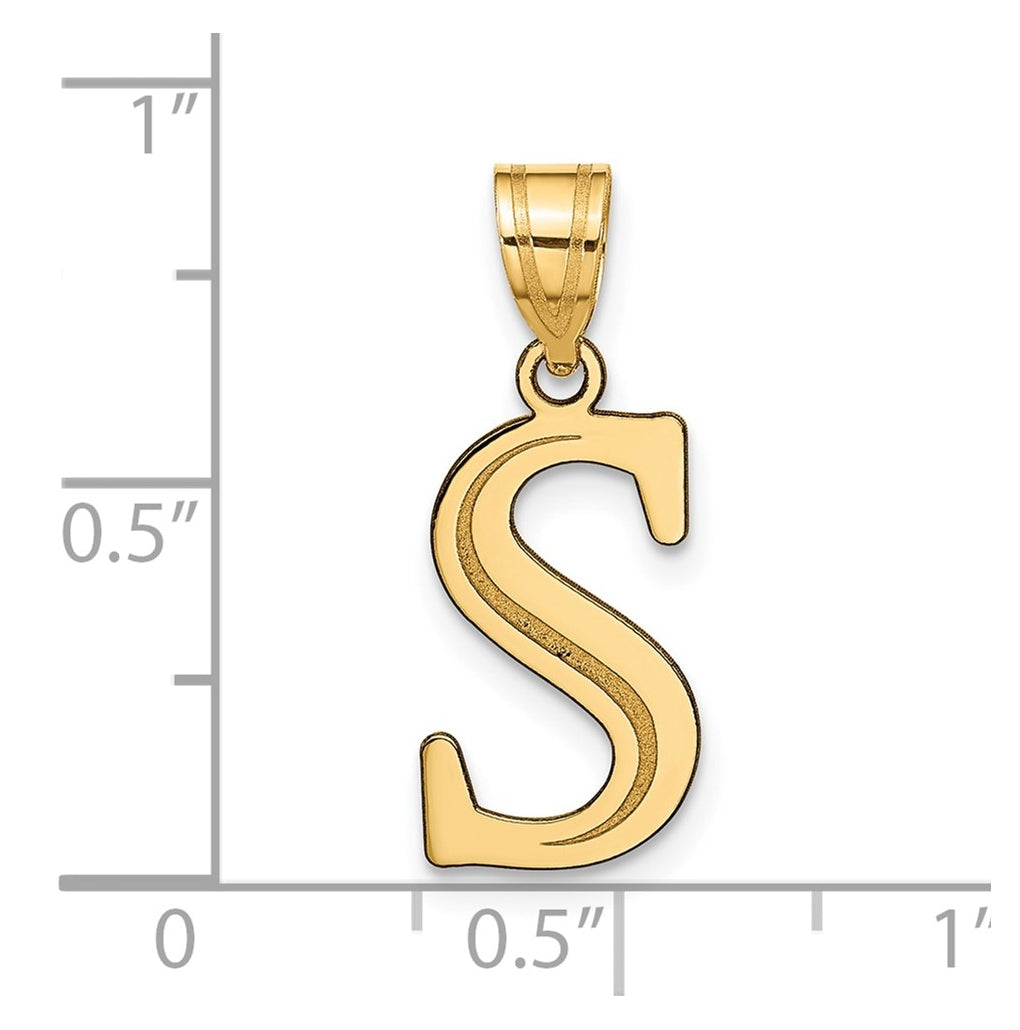 10K Yellow Gold Polished Etched Letter Initial Pendant