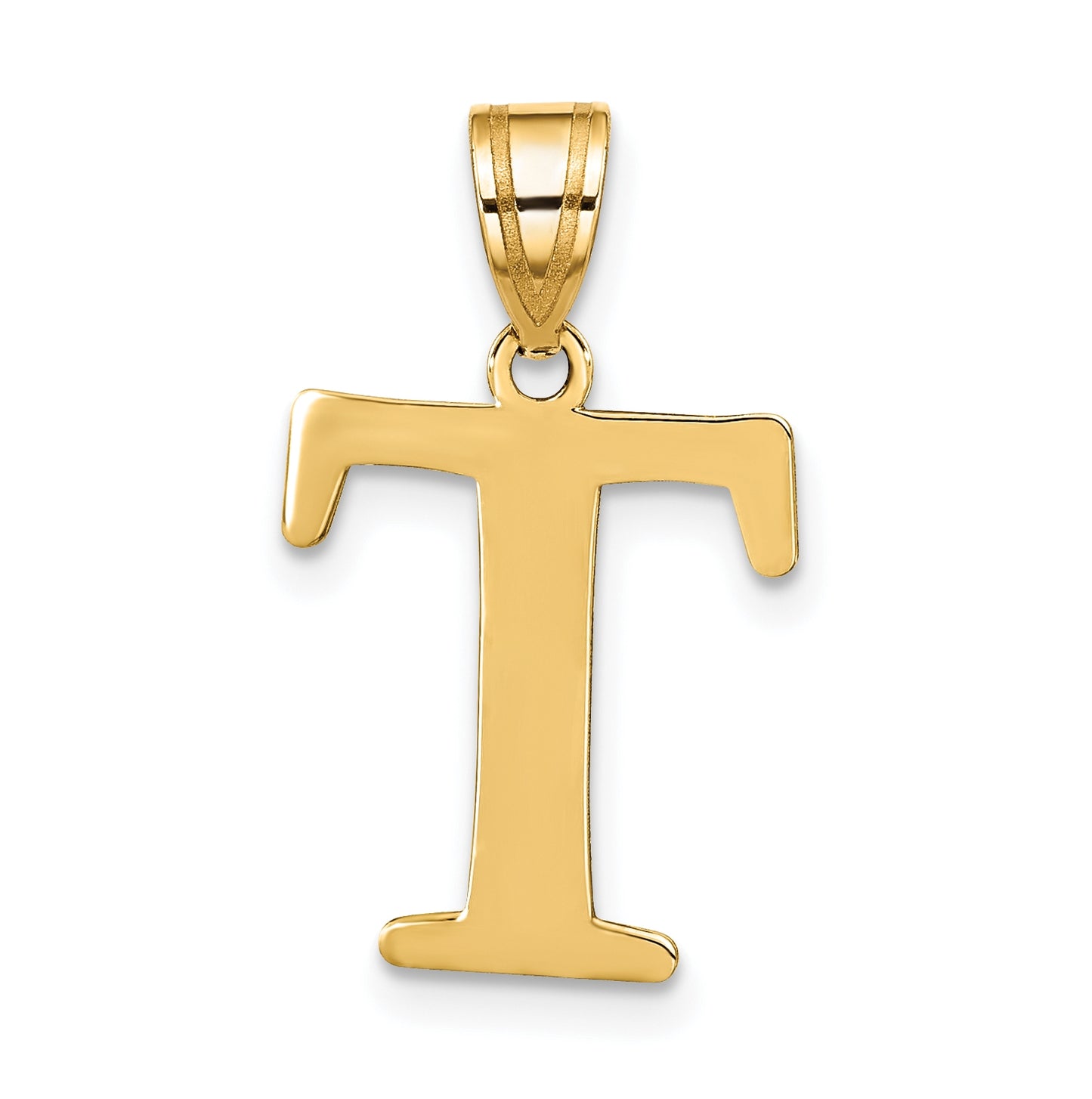 10K Yellow Gold Polished Etched Letter Initial Pendant