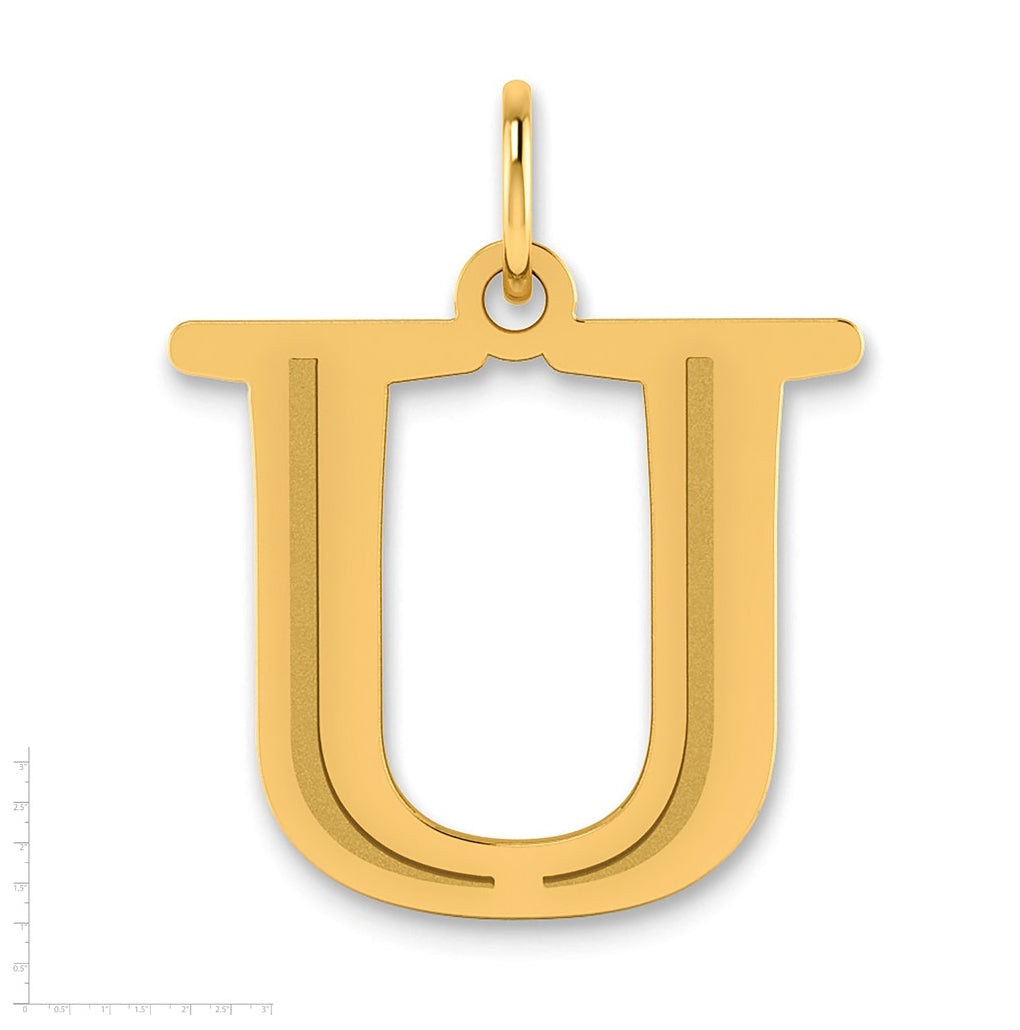 10K Yellow Gold Polished Etched Letter Initial Pendant