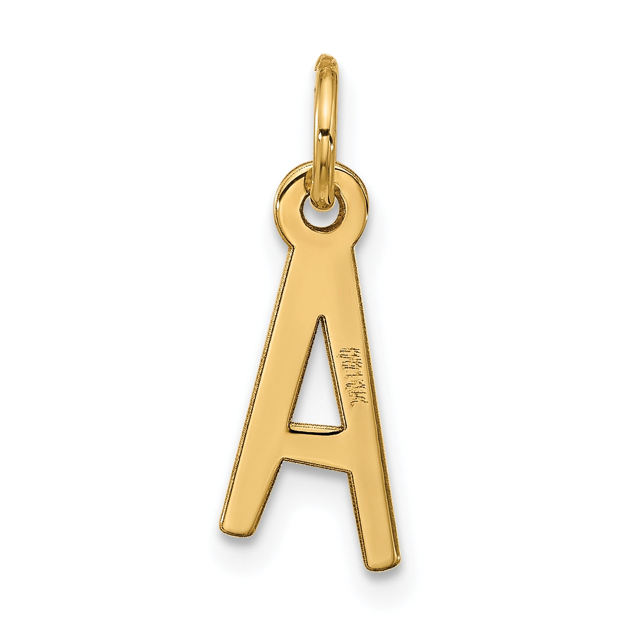 10K Yellow Gold Large Slanted Block Initial A Charm