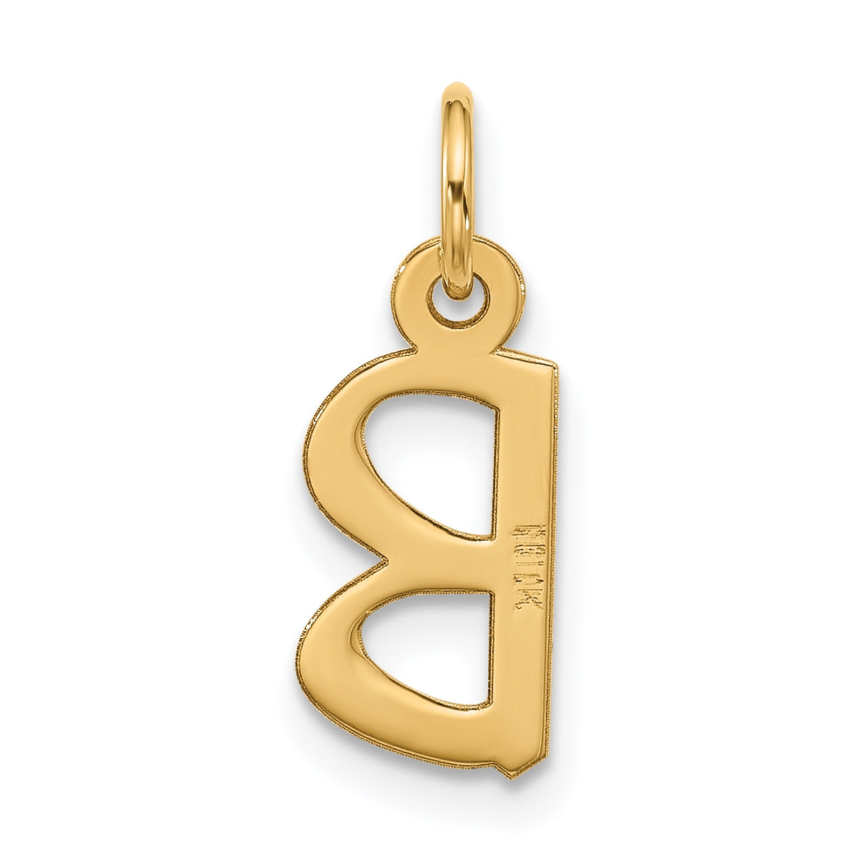 10K Yellow Gold Large Slanted Block Initial B Charm