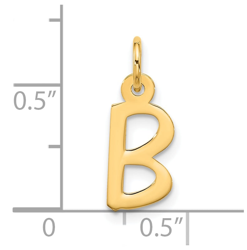 10K Yellow Gold Large Slanted Block Initial B Charm