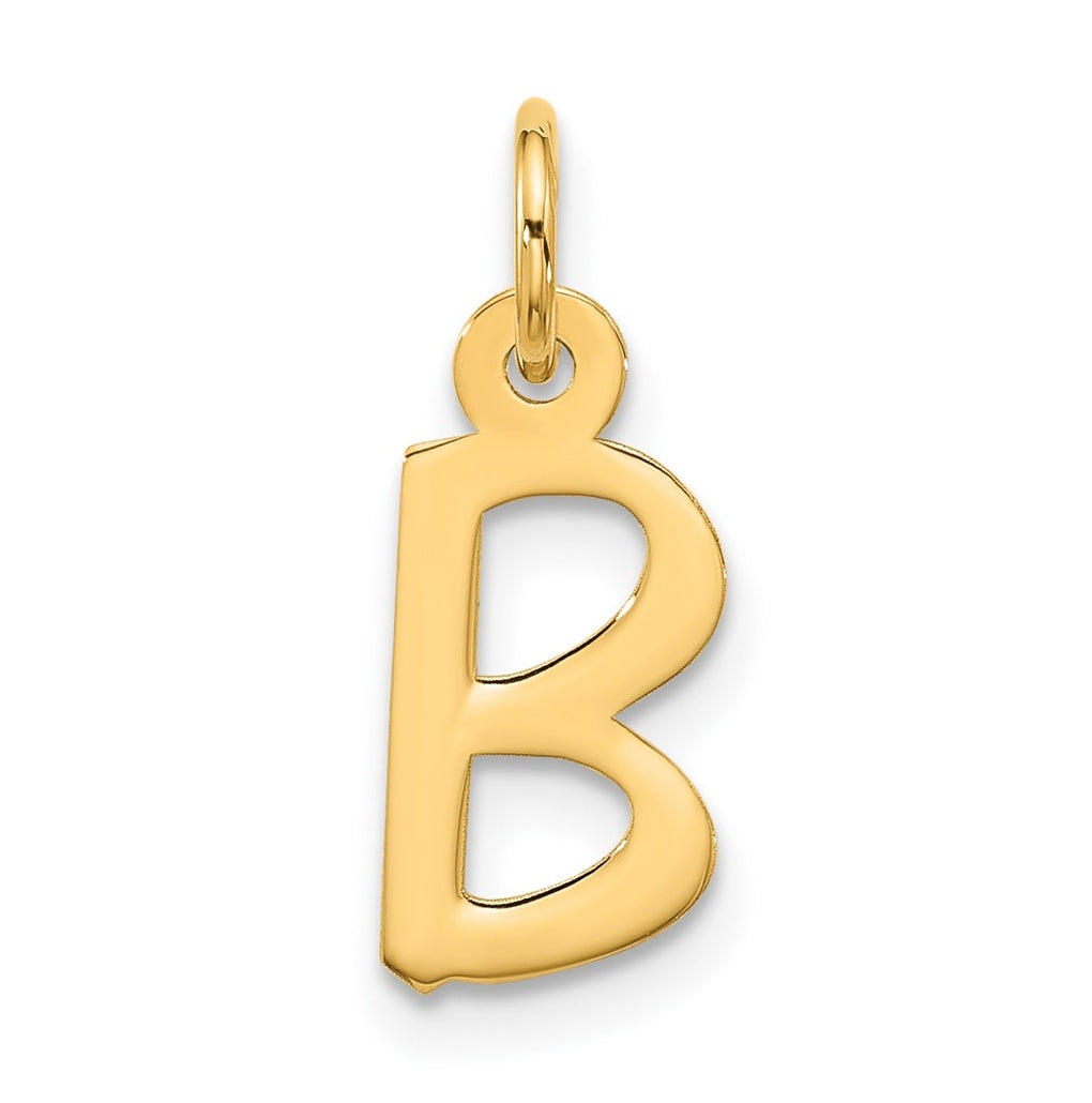 10K Yellow Gold Large Slanted Block Initial B Charm