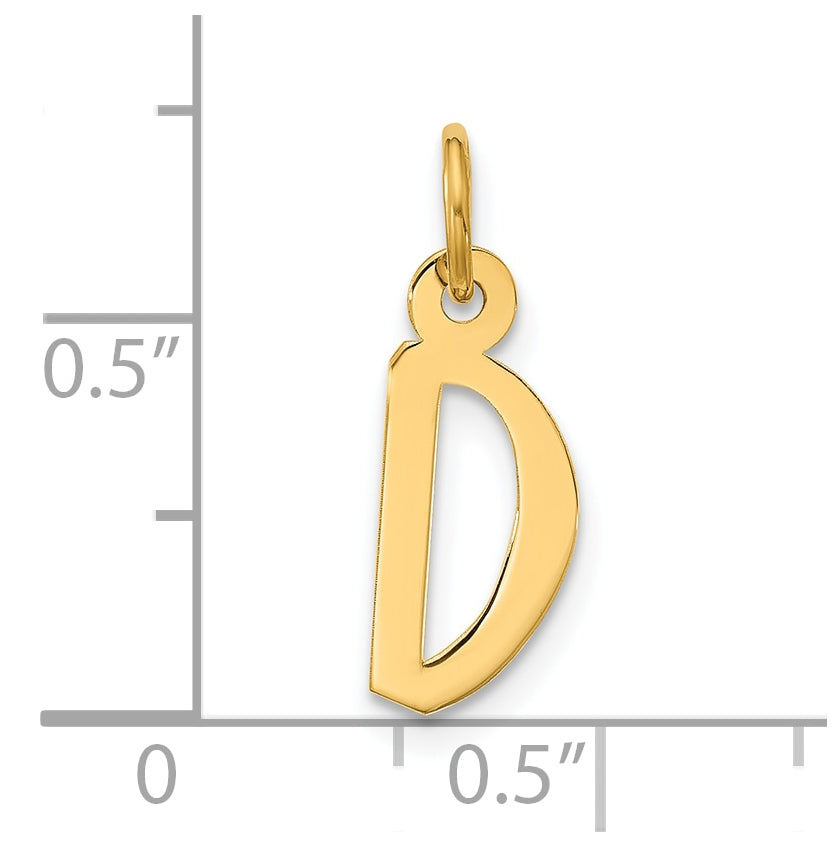 10K Yellow Gold Large Slanted Block Initial D Charm