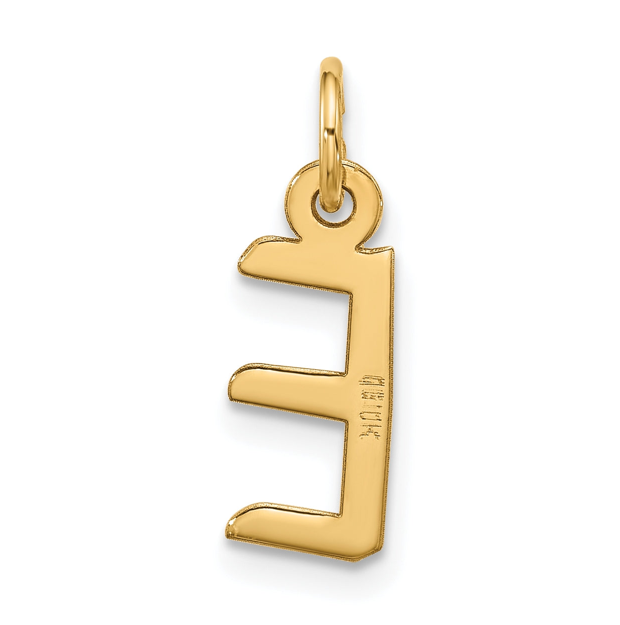 10K Yellow Gold Large Slanted Block Initial E Charm