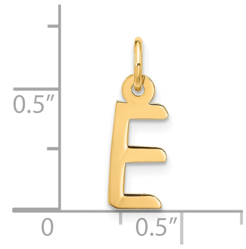 10K Yellow Gold Large Slanted Block Initial E Charm