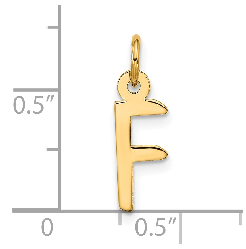 10K Yellow Gold Large Slanted Block Initial F Charm