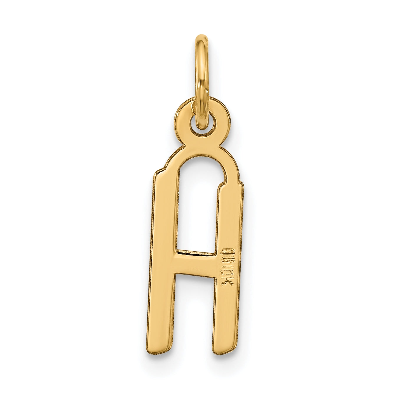 10K Yellow Gold Large Slanted Block Initial H Charm