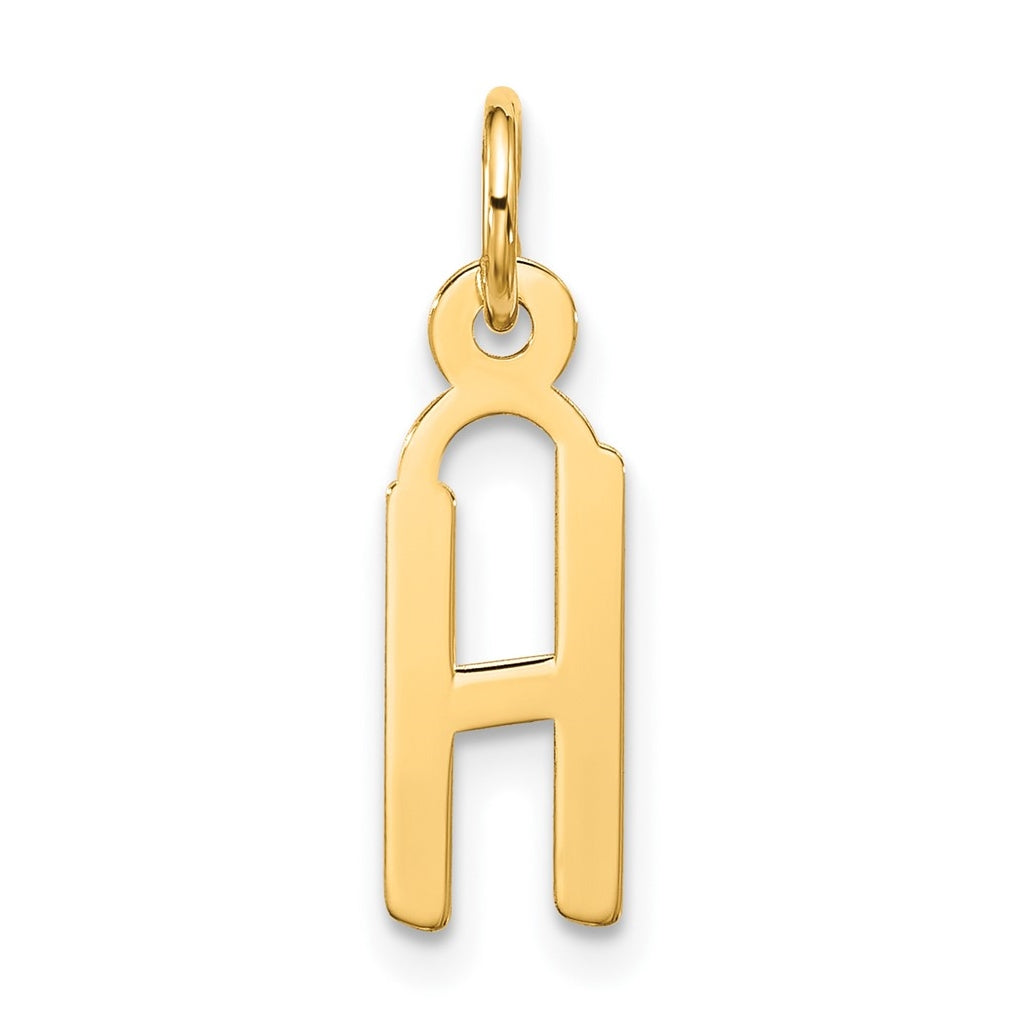 10K Yellow Gold Large Slanted Block Initial H Charm