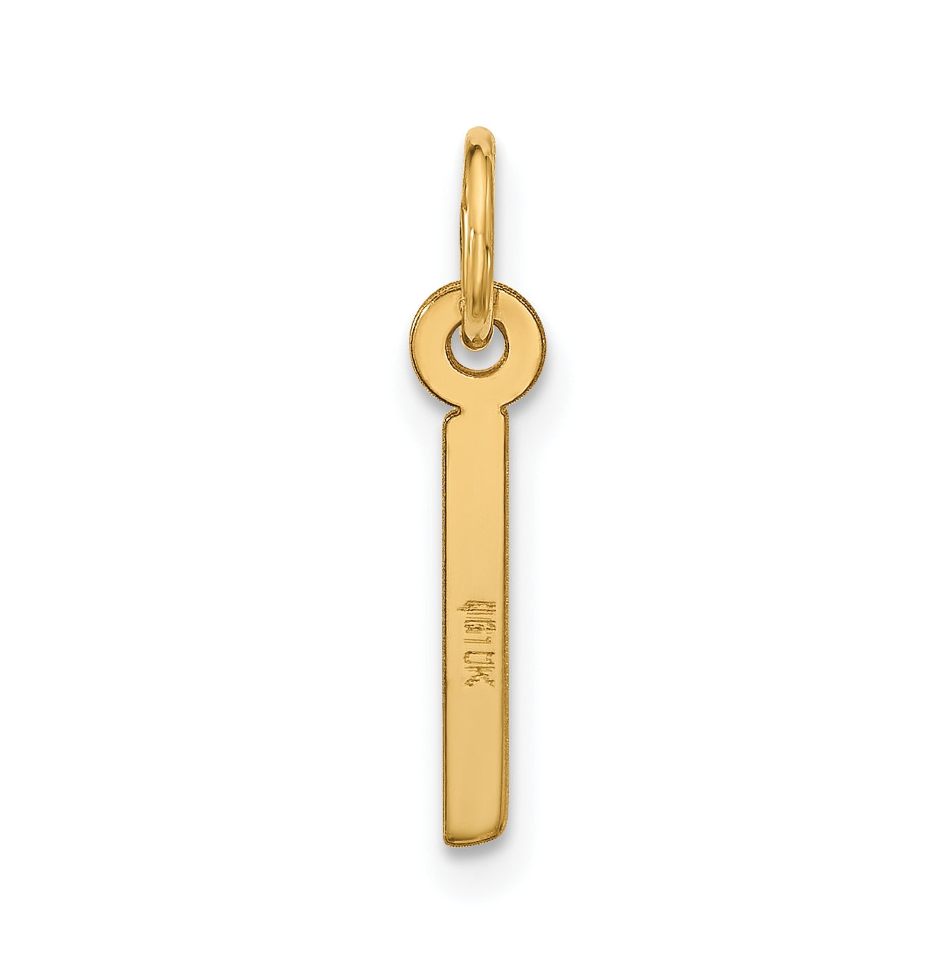 10K Yellow Gold Large Slanted Block Initial I Charm