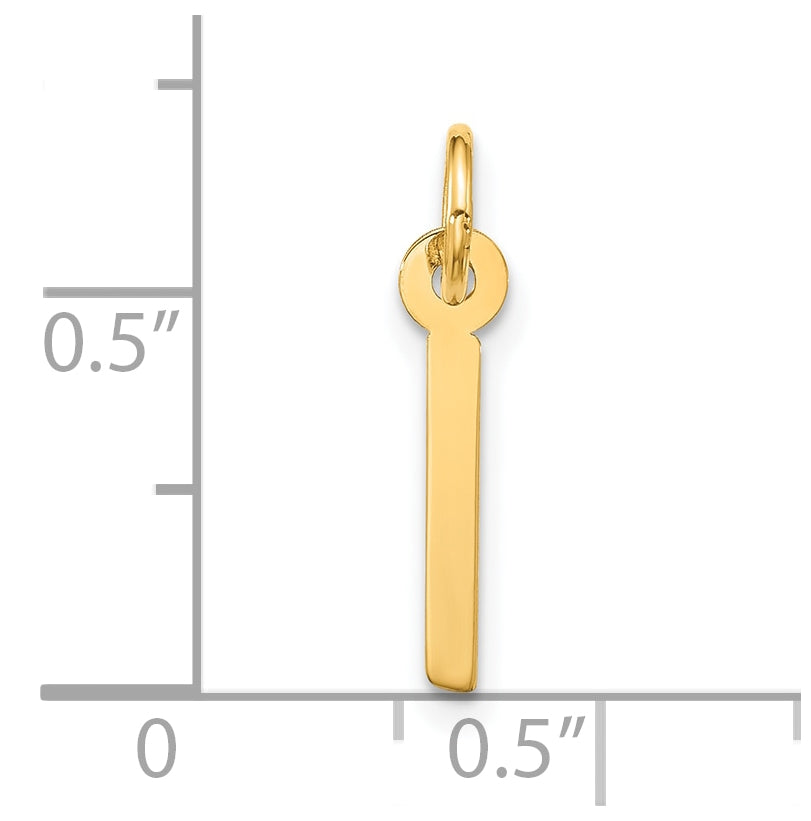 10K Yellow Gold Large Slanted Block Initial I Charm