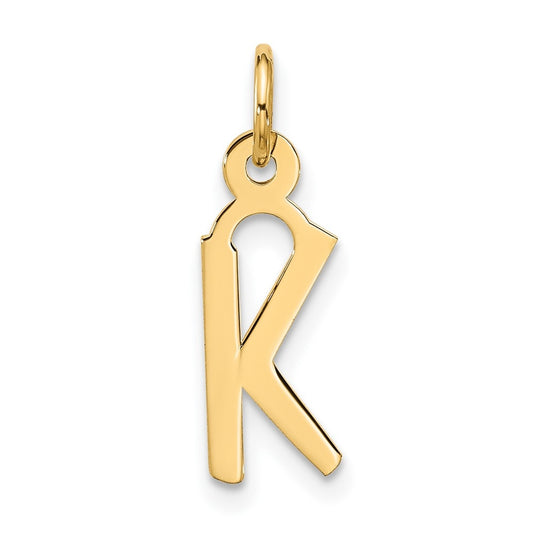 10K Yellow Gold Large Slanted Block Initial K Charm