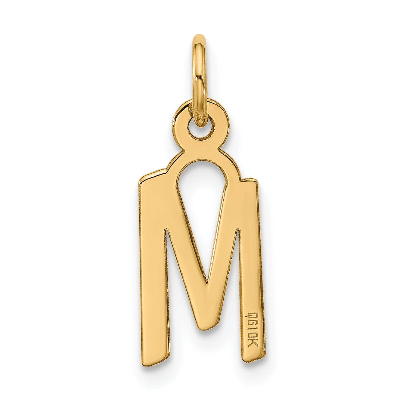 10K Yellow Gold Large Slanted Block Initial M Charm