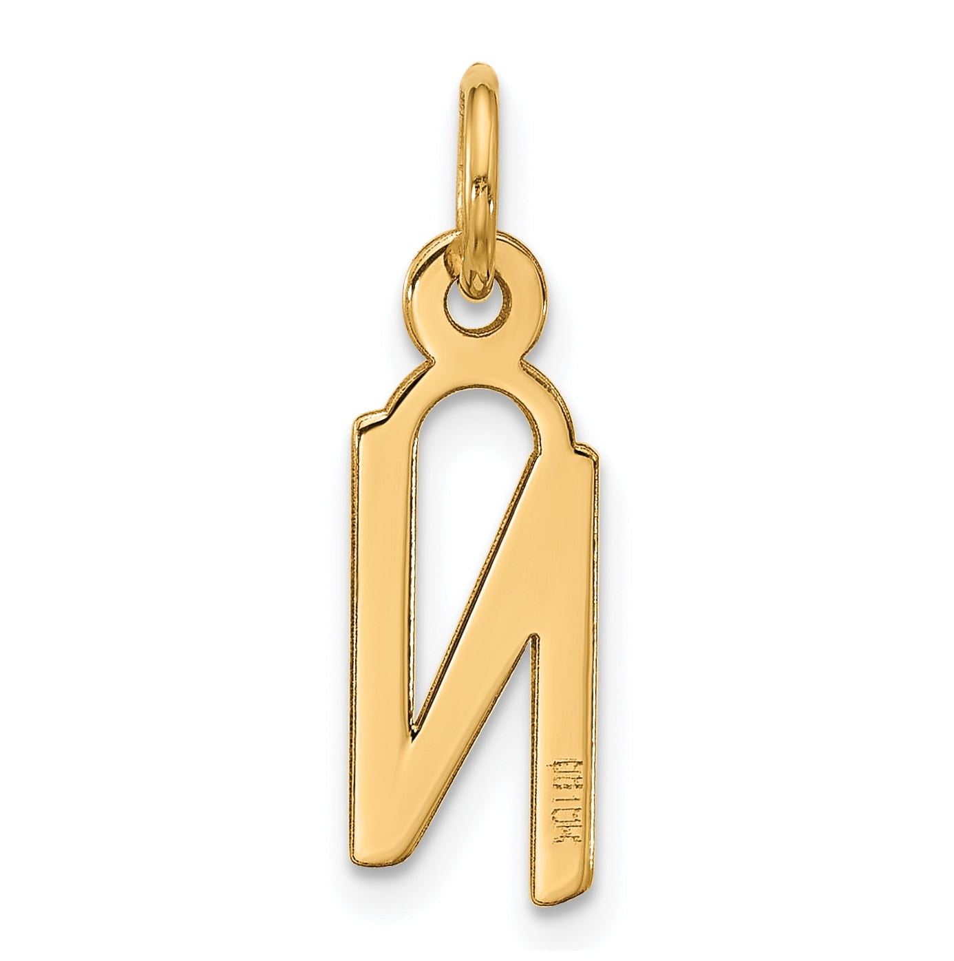 10K Yellow Gold Large Slanted Block Initial N Charm