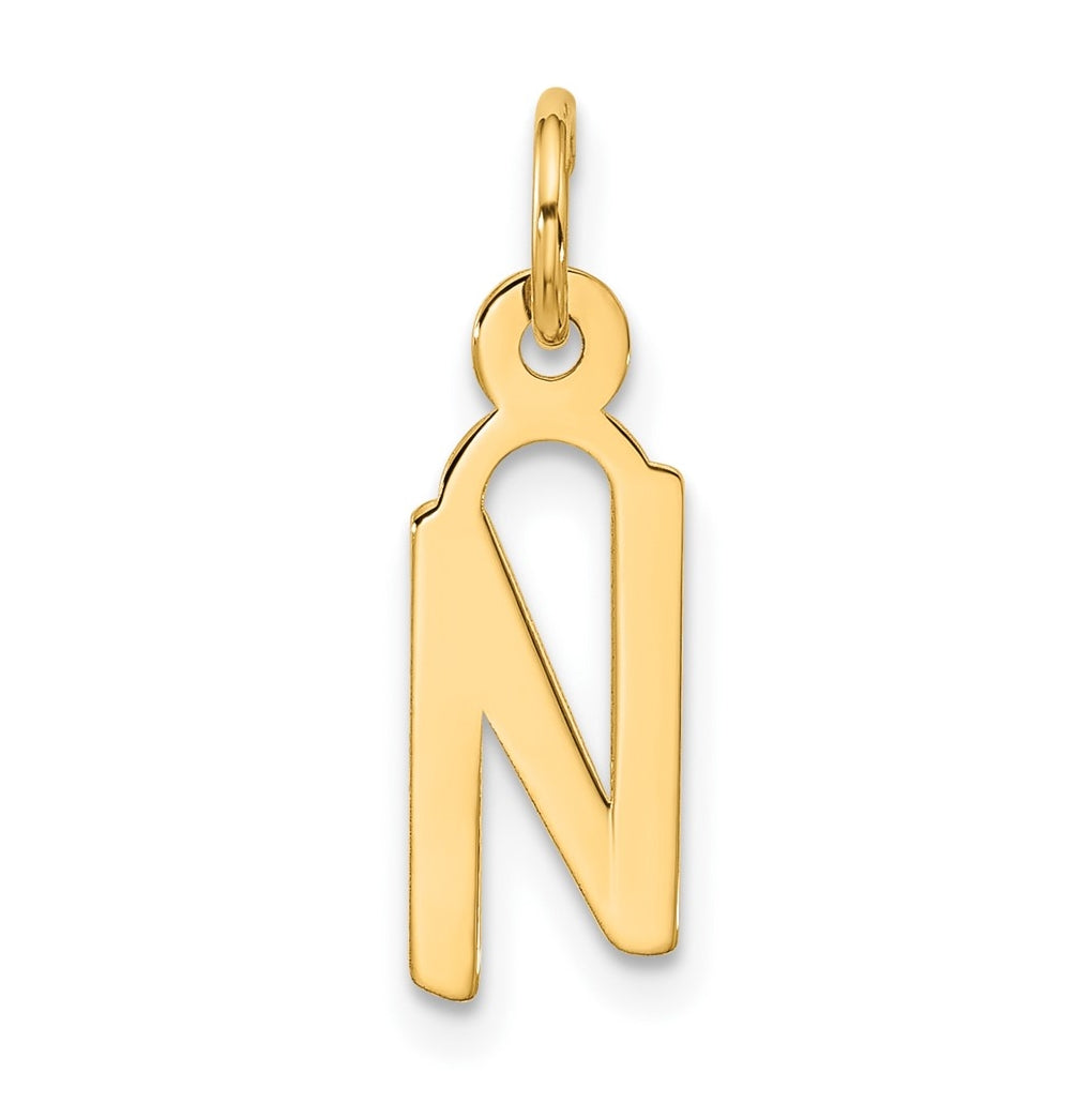 10K Yellow Gold Large Slanted Block Initial N Charm