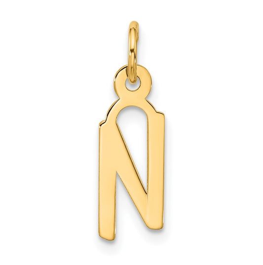 10K Yellow Gold Large Slanted Block Initial N Charm