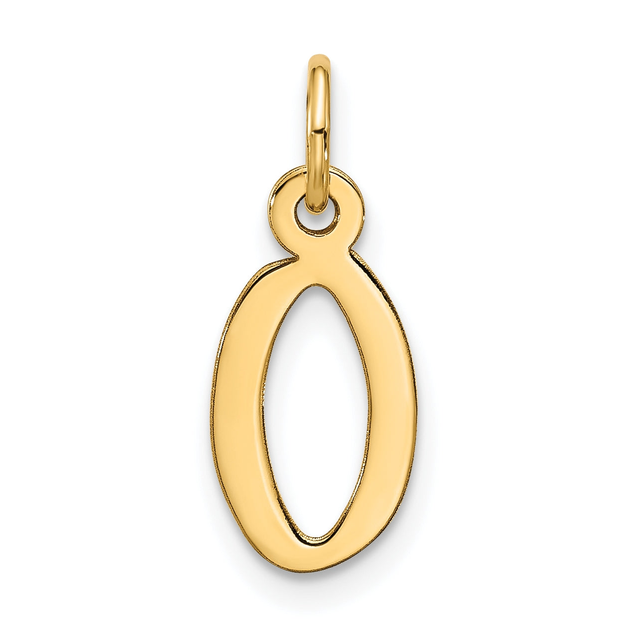 10K Yellow Gold Large Slanted Block Initial O Charm