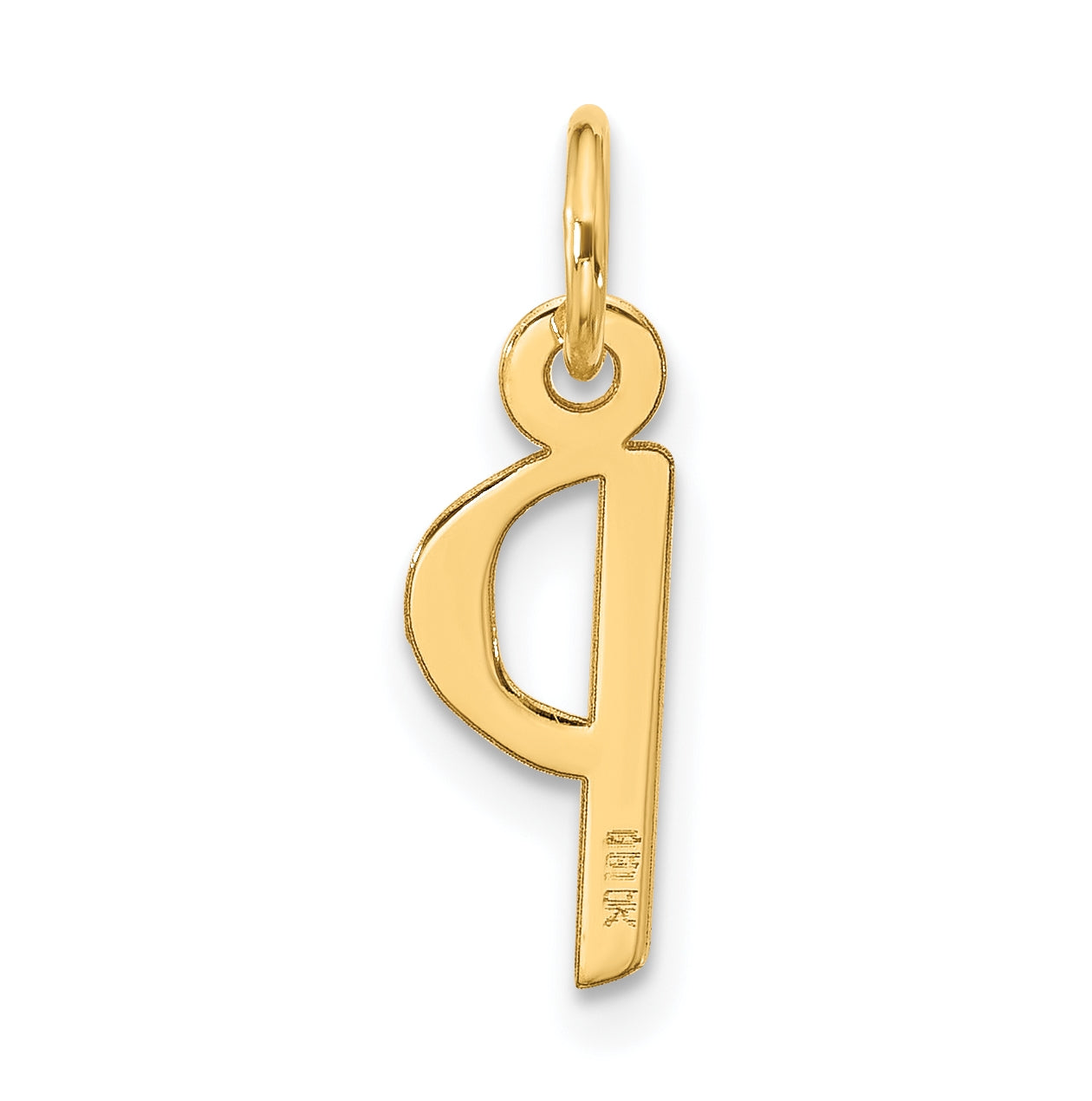10K Yellow Gold Large Slanted Block Initial P Charm