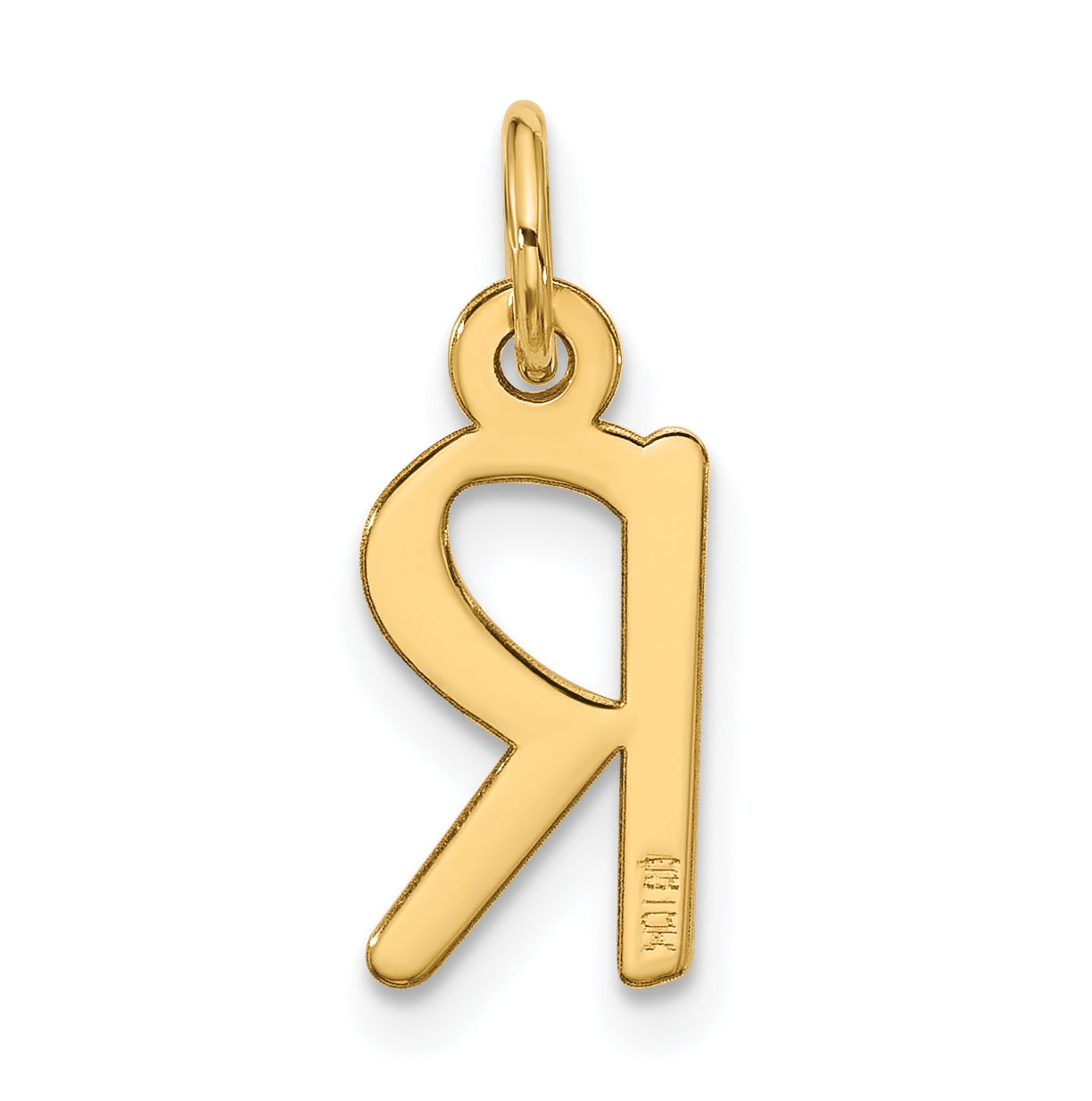 10K Yellow Gold Large Slanted Block Initial R Charm