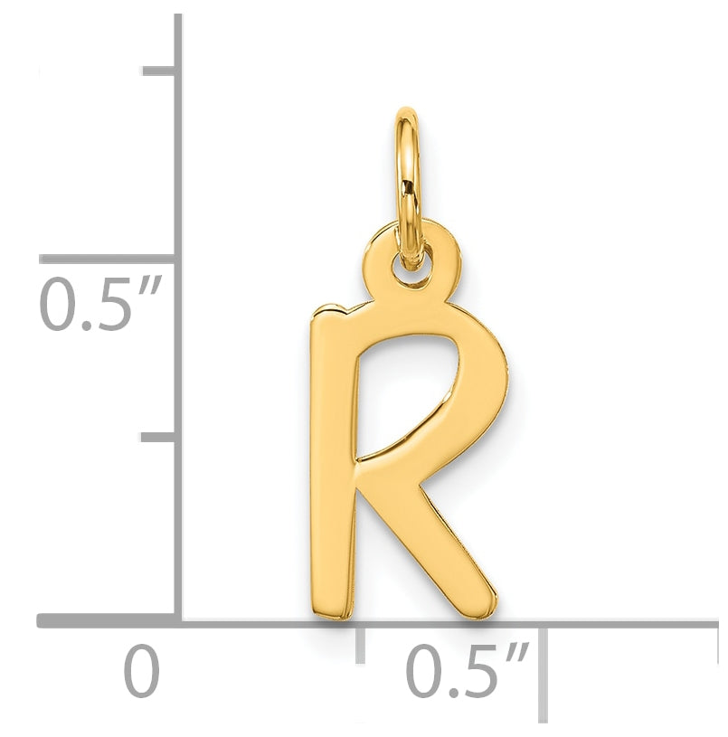 10K Yellow Gold Large Slanted Block Initial R Charm
