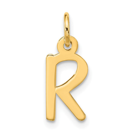 10K Yellow Gold Large Slanted Block Initial R Charm