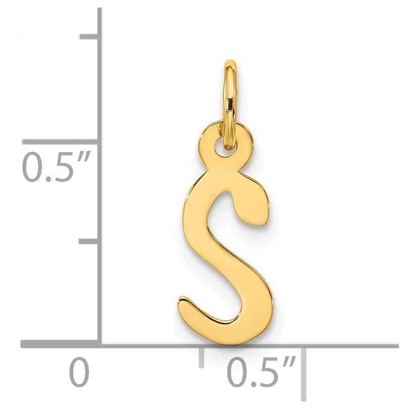 10K Yellow Gold Large Slanted Block Initial S Charm