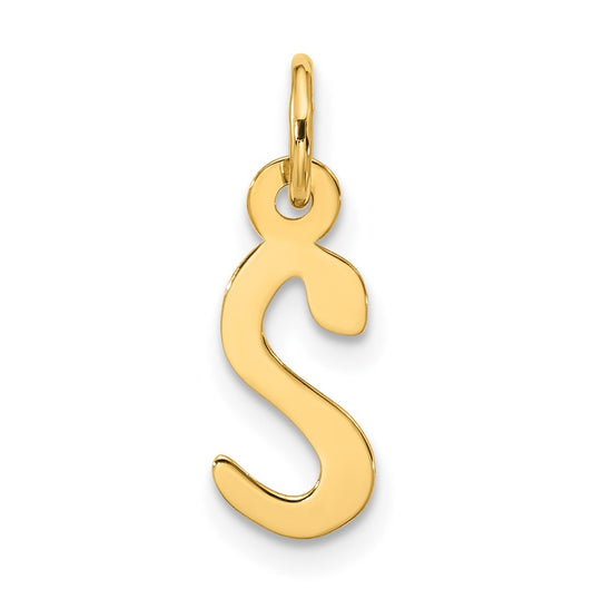 10K Yellow Gold Large Slanted Block Initial S Charm