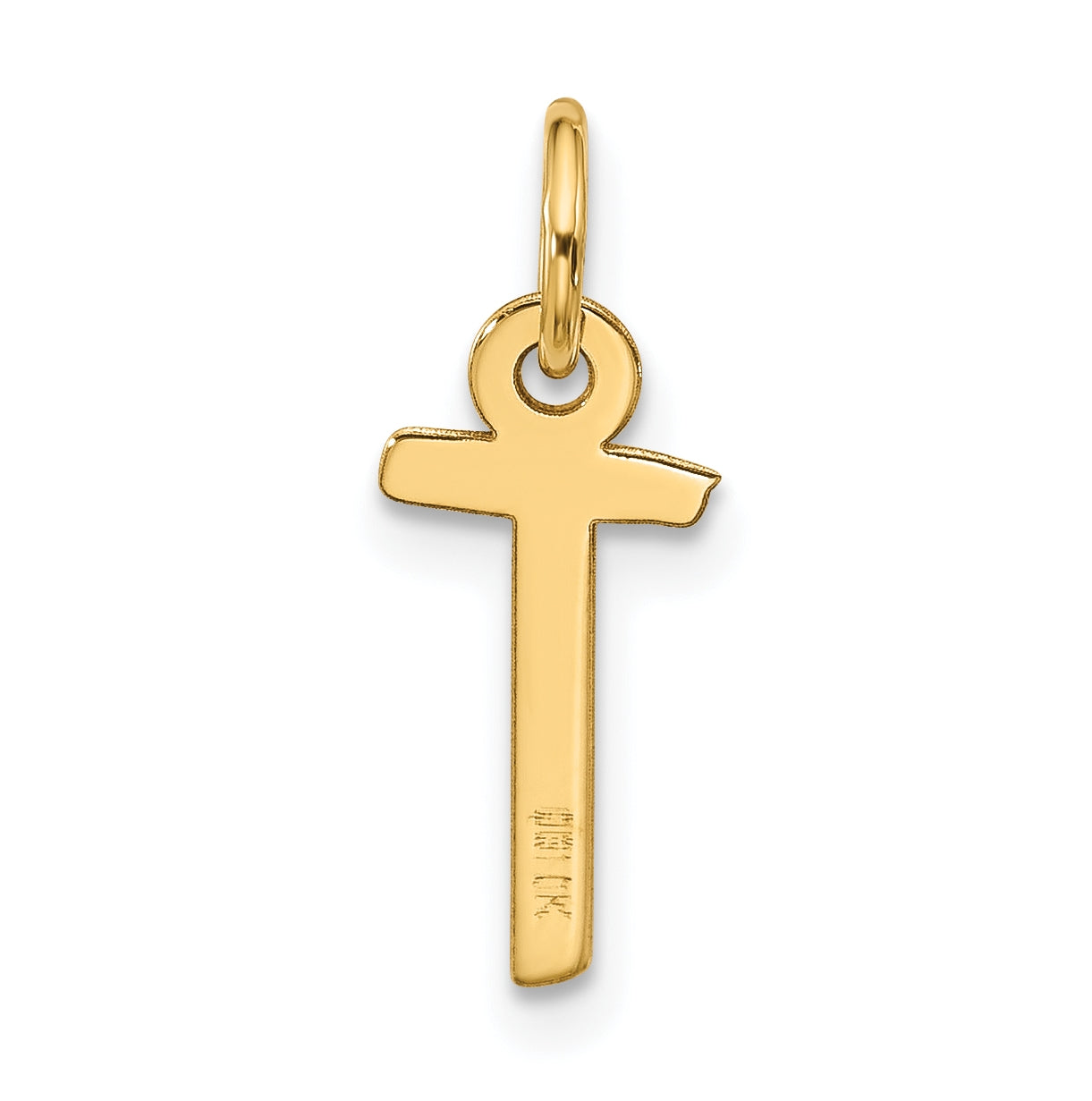 10K Yellow Gold Large Slanted Block Initial T Charm