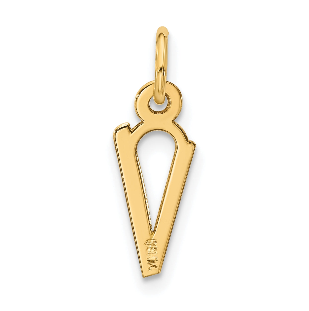 10K Yellow Gold Large Slanted Block Initial V Charm