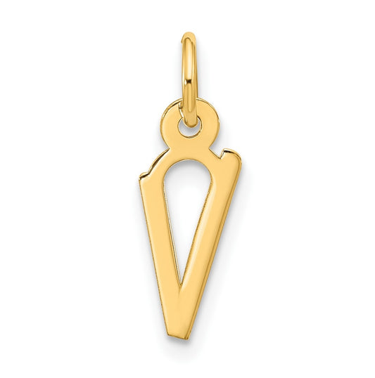 10K Yellow Gold Large Slanted Block Initial V Charm