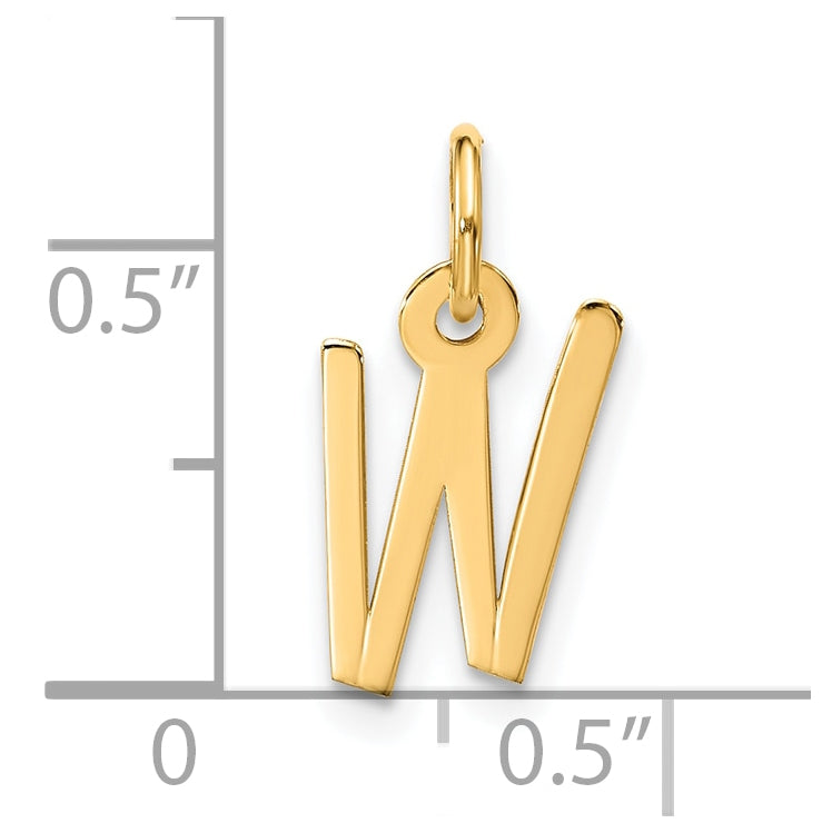 10K Yellow Gold Large Slanted Block Initial W Charm