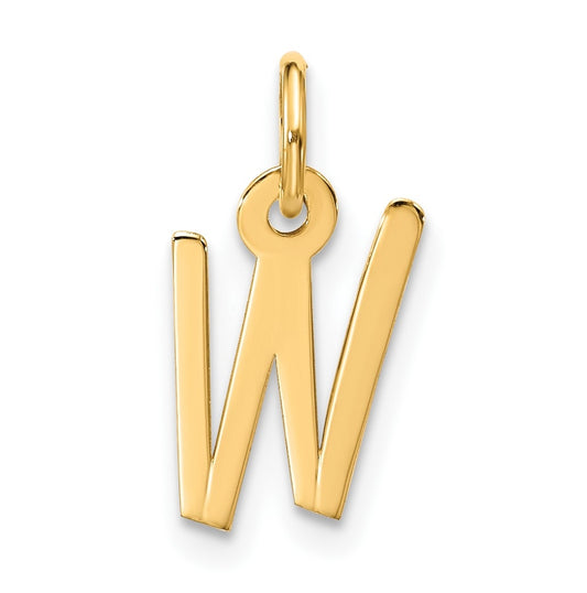 10K Yellow Gold Large Slanted Block Initial W Charm
