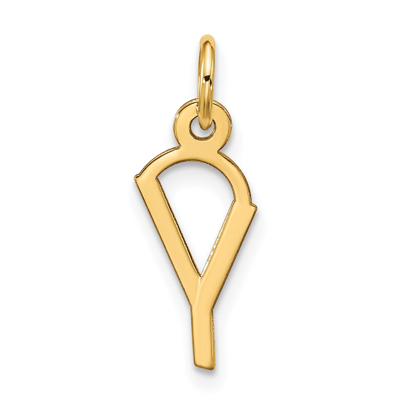10K Yellow Gold Large Slanted Block Initial Y Charm