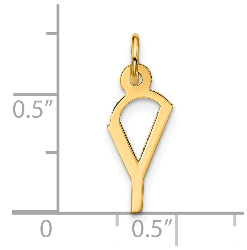 10K Yellow Gold Large Slanted Block Initial Y Charm