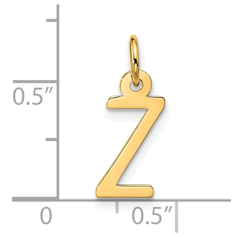 10K Yellow Gold Large Slanted Block Initial Z Charm
