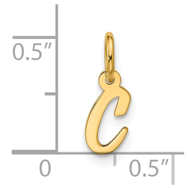 10K Yellow Gold Small-Script Initial C Charm