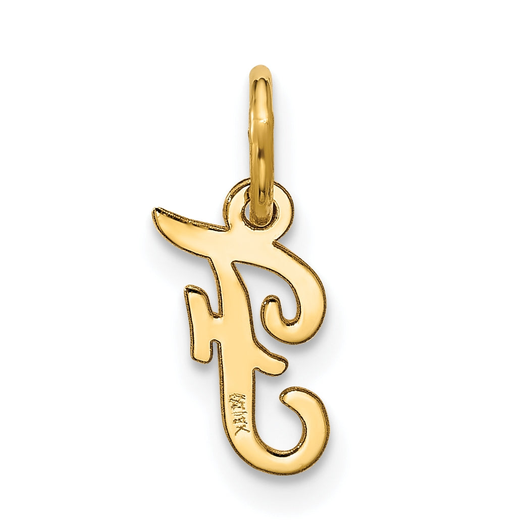 10K Yellow Gold Small-Script Initial F Charm