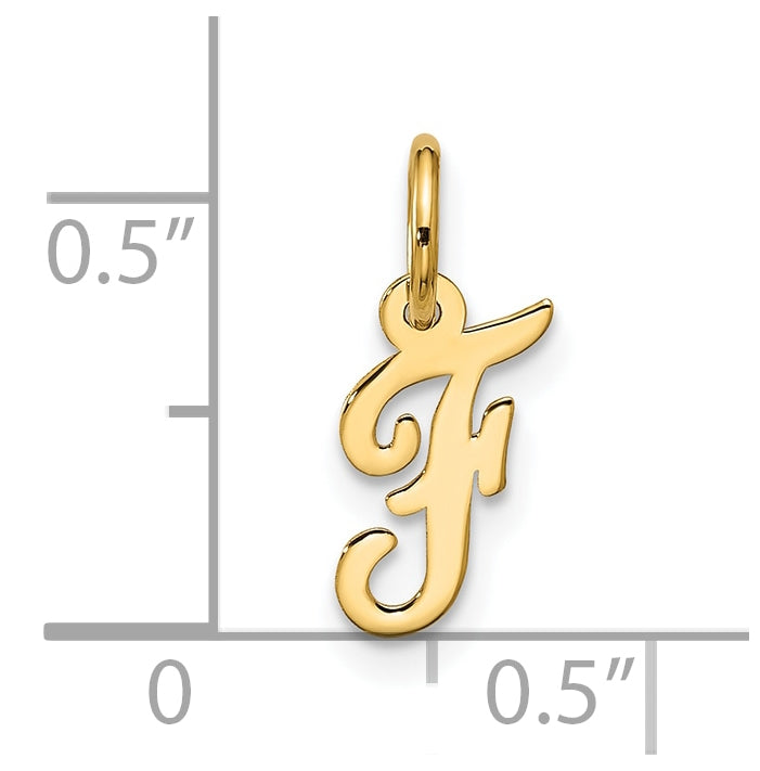 10K Yellow Gold Small-Script Initial F Charm
