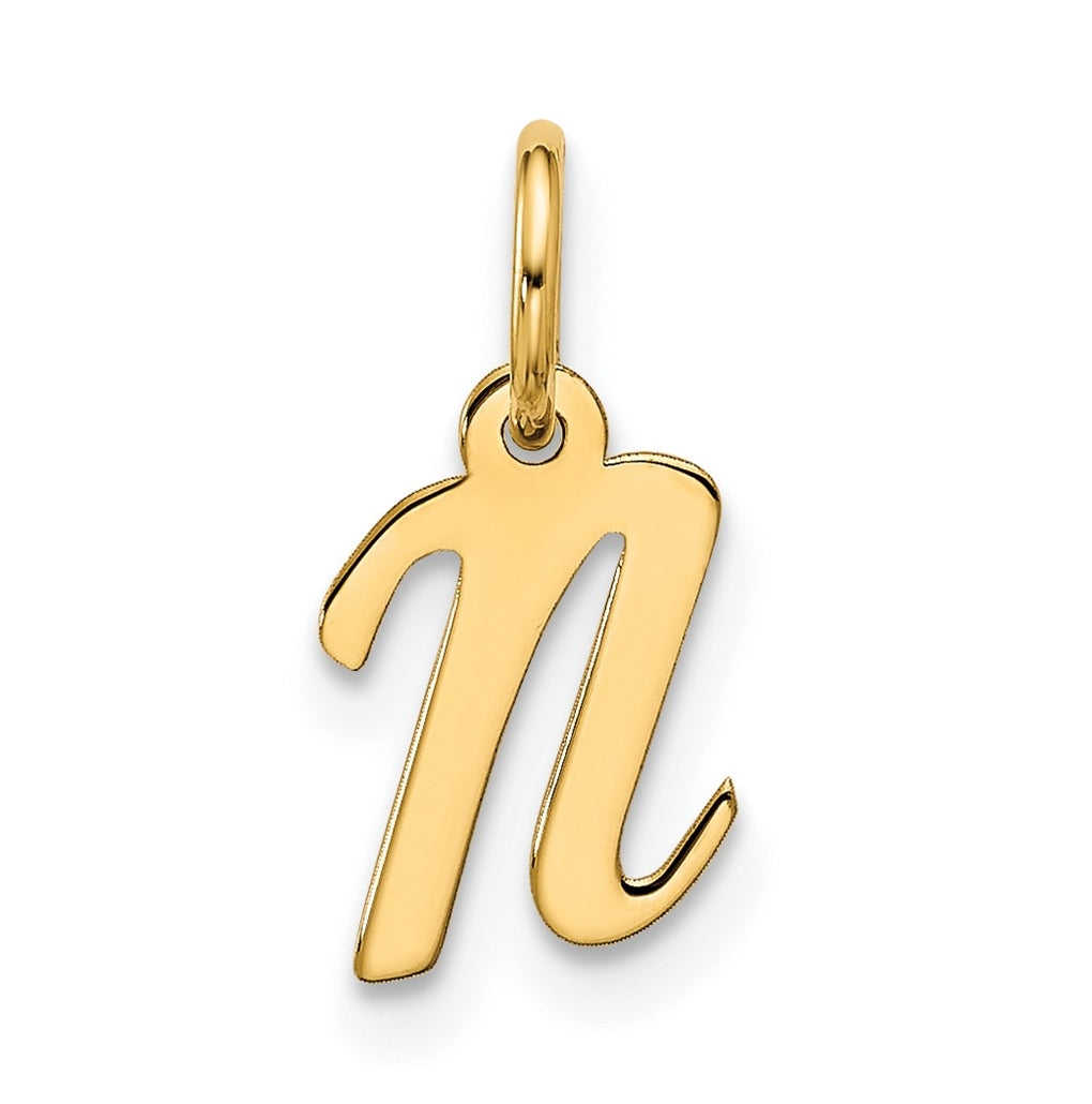 10K Yellow Gold Small-Script Initial N Charm