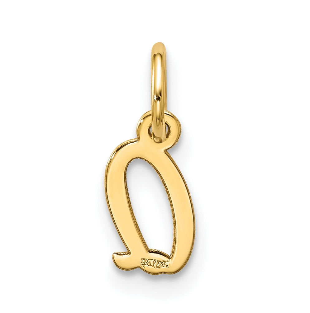 10K Yellow Gold Small Script Initial Q Charm