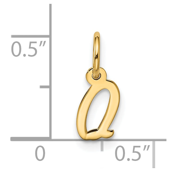 10K Yellow Gold Small Script Initial Q Charm